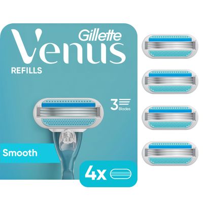 Gillette Venus Women's Original 3 Blade Razor Refills, 4 Count (Packaging May Vary)