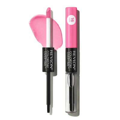 Revlon Liquid Lipstick with Clear Lip Gloss, ColorStay Overtime Lipcolor, Stocking Stuffer for Women, 080 Keep Blushing, 0.07 fl oz