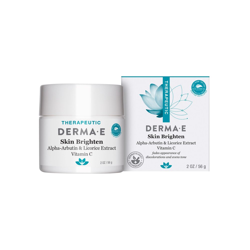 Derma E Skin Brightening Cream  Lightening Cream for Dark Spots  Natural Face and Body Brightener for Age Spots, Hyperpigmentation and Uneven Skin Tone, 2 oz
