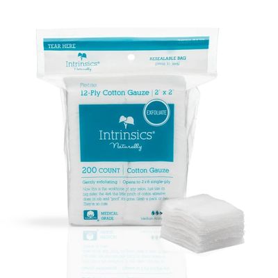 Intrinsics Petite Cotton 12-Ply Gauze - 2"x2", Med-Esthetic 100% Naturelle Cotton, 200 Count