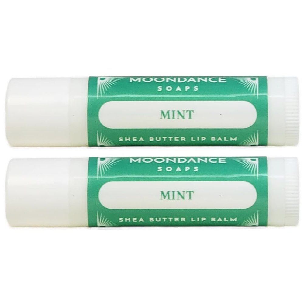 Lip Balm (Pack of 2) - Moisturizing Solution for Dry, Chapped Lips - Smooth, Soothing Salve of Shea Butter, Bees Wax, Sweet Almond Oil, Vitamin E, Pure Essential Oils (Mint)