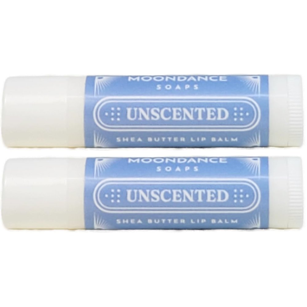 Lip Balm (Pack of 2) - Moisturizing Solution for Dry, Chapped Lips - Smooth, Soothing Salve of Shea Butter, Bees Wax, Sweet Almond Oil, Vitamin E, Pure Essential Oils (Unscented)