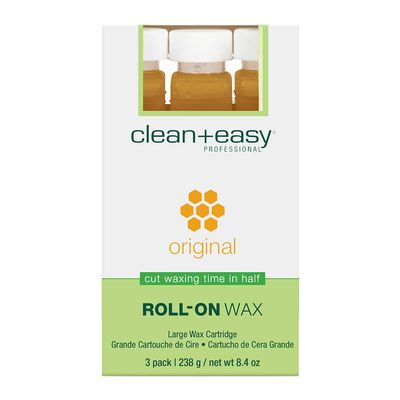 Clean + Easy Original Roll On Wax  Large Soft Wax Refill Cartridge for Smooth Hair Removal on Legs, Arms & Body, 3 Pack