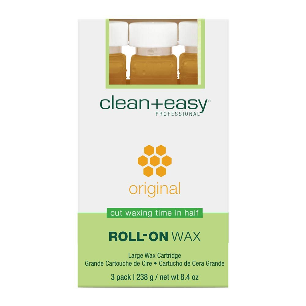 Clean + Easy Original Roll On Wax  Large Soft Wax Refill Cartridge for Smooth Hair Removal on Legs, Arms & Body, 3 Pack