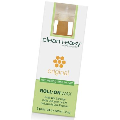 Clean + Easy Original Roll On Wax  Small Wax Refill Cartridges for Hair Removal, Fast & Easy Roll On Applicator for Face, Brows & Delicate Areas, 3 Pack