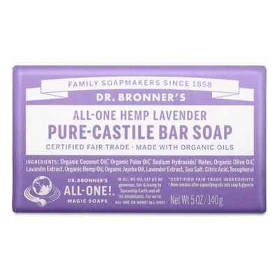 Dr. Bronner's - Pure-Castile Bar Soap (Lavender, 5 ounce) - Made with Organic Oils, For Face, Body and Hair, Gentle and Moisturizing, Biodegradable, Vegan, Cruelty-free, Non-GMO