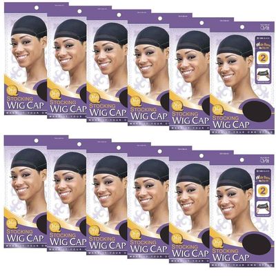 (12 Pack) Qfitt- Wide Band Stocking Wig Cap #100