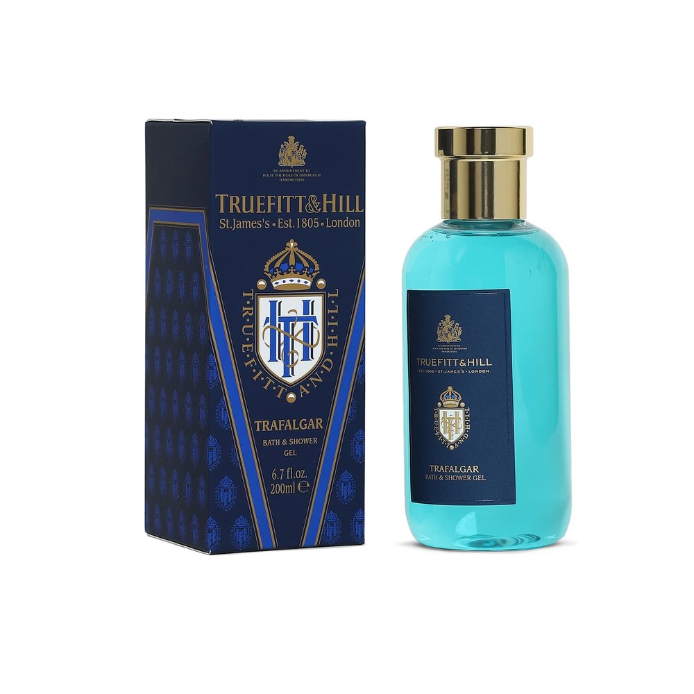 Truefitt & Hill Premium Luxury Bath & Shower Gel - Trafalgar - Rich Lather, Deep Cleanse, and Refreshing Aroma - 6.7 oz