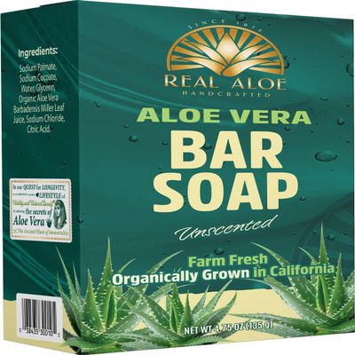Real Aloe Organically Grown Aloe Vera Skin Bar Soap, 4.75 Oz