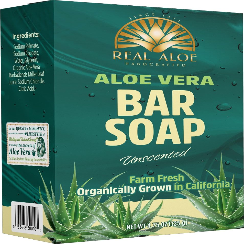 Real Aloe Organically Grown Aloe Vera Skin Bar Soap, 4.75 Oz