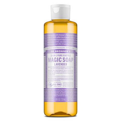 Dr. Bronner's Magic Soap-Pure-Castile Liquid Soap (Lavender, 8 ounce)-Regenerative Organic Certified Oils, 18-in-1 Uses: Body, Hair, Laundry, Pets & Dishes, Concentrated, Vegan, Non-GMO