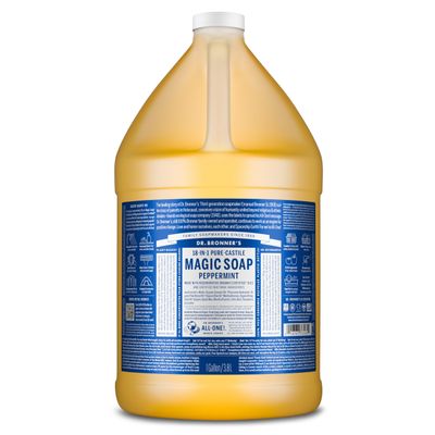 Dr. Bronner's Pure-Castile Magic Soap Liquid (Peppermint, 1 Gallon)  Made with Regenerative Organic Certified Oils - For Face, Hair, Laundry, Dishes- Hand Soaps & Body Wash