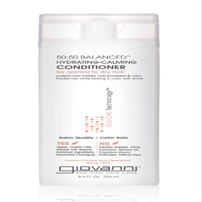 GIOVANNI Eco Chic 50:50 Balanced Hydrating Calming Conditioner - Leaves Hair pH Balanced for Over-Processed, Lauryl & Laureth Lauryl & Laureth Sulfate Free, No Parabens, Color Safe - 8.5 oz