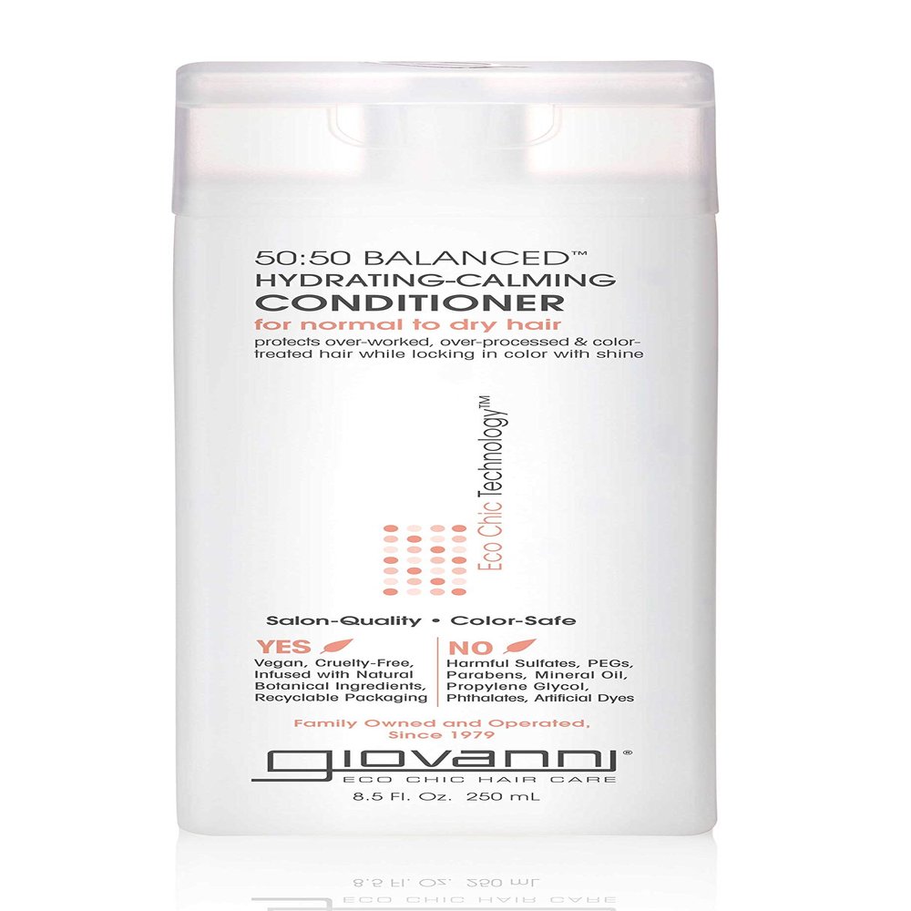 GIOVANNI Eco Chic 50:50 Balanced Hydrating Calming Conditioner - Leaves Hair pH Balanced for Over-Processed, Lauryl & Laureth Lauryl & Laureth Sulfate Free, No Parabens, Color Safe - 8.5 oz