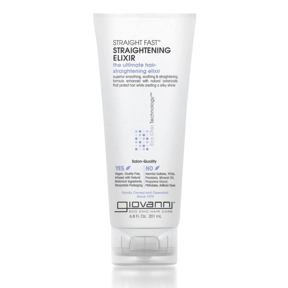 GIOVANNI ECO CHIC Straight Fast Straightening Elixir - Helps Smooth Curls & Straighten Hair, Temporarily Straightens Hair, Heat Protectant, Paraben-Free - Straight Fast Elixir, 6.8 Fl Oz