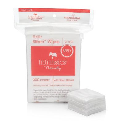 Intrinsics Petite Silken Wipes (200 Count) 2x2" 4-Ply Low-Absorbency Silk Cotton Pads, Lint-Free Hypoallergenic Gauze, Esthetician Supplies for Makeup & Skincare Application, Nails, and Spa Use