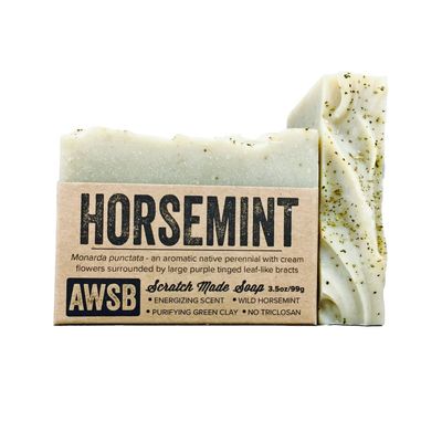 A Wild Soap Bar Horsemint Bar Soap with Peppermint & Spearmint, Vegan, All Natural with Organic Ingredients, Handmade