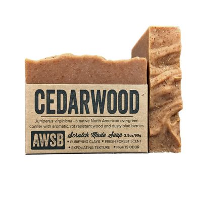A Wild Soap Bar Cedarwood Bar Soap with Red Clay, Vegan, All Natural with Organic Ingredients, Handmade