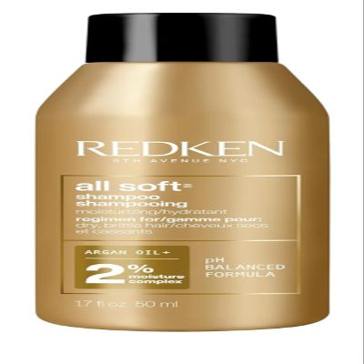 Redken All Soft Shampoo - Moisturizes & Hydrates Dry, Brittle Hair, Gently Cleanses and Softens, With Argan Oil, Safe For Color-Treated Hair, 1.7 Fl Oz