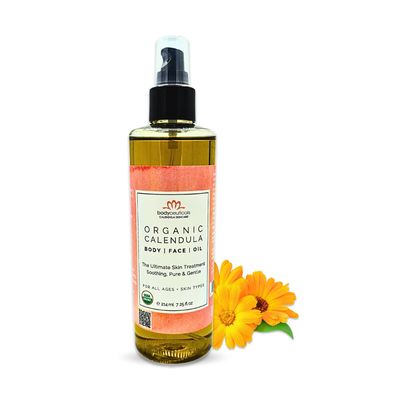 Bodyceuticals Organic Calendula Oil, Skincare Extract with Fresh Calendula Flowers and Olive, Moisturizing and Repairing, Vegan, Non-GMO, Kosher, Gluten Free, Soy Free, 7.5 fluid ounces
