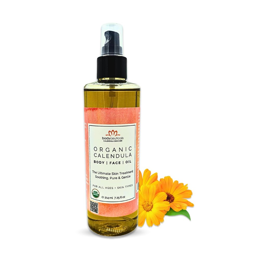 Bodyceuticals Organic Calendula Oil, Skincare Extract with Fresh Calendula Flowers and Olive, Moisturizing and Repairing, Vegan, Non-GMO, Kosher, Gluten Free, Soy Free, 7.5 fluid ounces