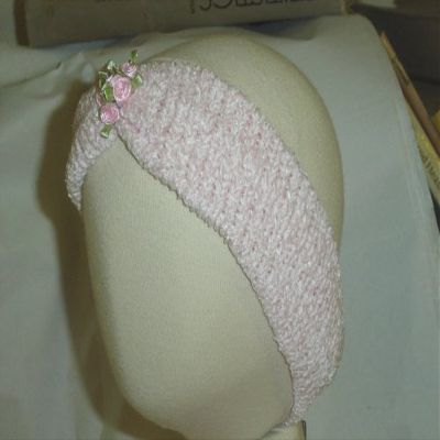 Hb1bpdsy,hand Knitted Then Crochet Finished Childrens Headband Trimmed with Daisies.