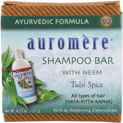 Auromere Ayurvedic Shampoo Bar - Eco Friendly, Handmade, Vegan, Cruelty Free, Natural, Non GMO, All in One Bar for Soap and Shampoo (4.23 oz), 1 pack