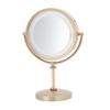 JERDON Lighted Tabletop Makeup Mirror - 6X/1X Magnifying Mirror with Lights - Brass Finish - Model HL856BC view 1