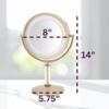 JERDON Lighted Tabletop Makeup Mirror - 6X/1X Magnifying Mirror with Lights - Brass Finish - Model HL856BC view 3