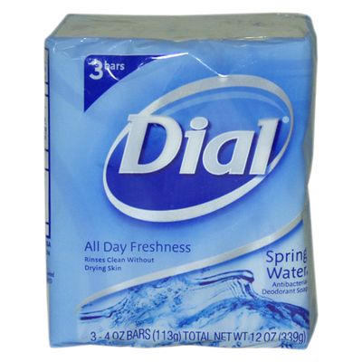 Dial Antibacterial Soap Bars, Spring Water, 4 oz bars, 3 ea