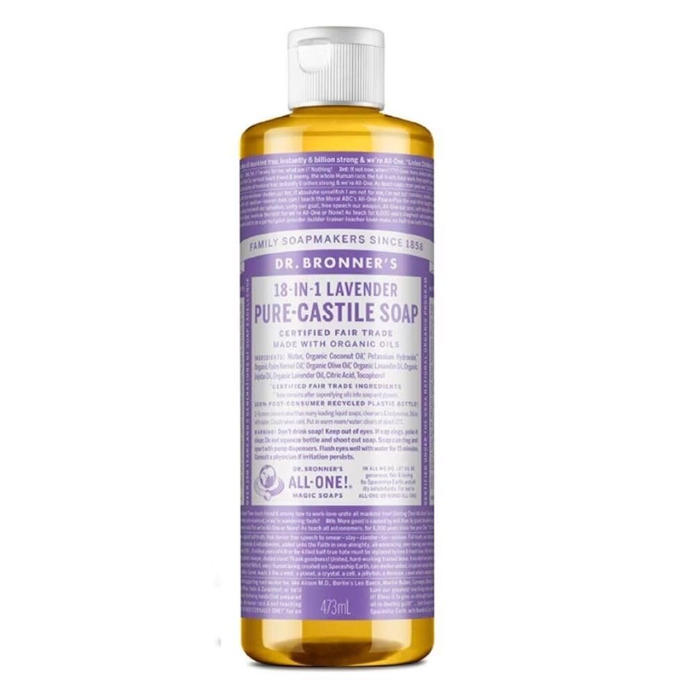Dr. Bronner's - Pure-Castile Liquid Soap (Lavender, 16 ounce) - Made with Organic Oils, 18-in-1 Uses: Face, Body, Hair, Laundry, Pets & Dishes, Concentrated, Vegan, Non-GMO