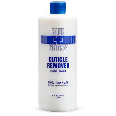 Cuticle Remover & Softener Liquid for Nails  Blue Cross Professional Nail Care with Lanolin, Hydrating Treatment for Dry Cuticles & Hangnails, Made in USA, 32oz