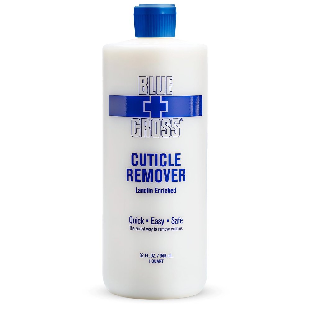 Cuticle Remover & Softener Liquid for Nails  Blue Cross Professional Nail Care with Lanolin, Hydrating Treatment for Dry Cuticles & Hangnails, Made in USA, 32oz
