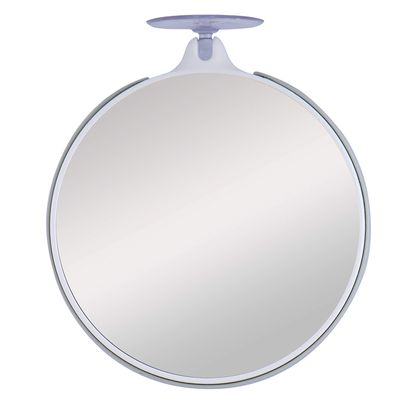 Zadro Dual-Sided 10X/5X Magnification Compact Travel Lightweight Portable Suction Cup Spot Makeup Mirror, Clear Acrylic, Gray/White