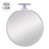 Zadro Dual-Sided 10X/5X Magnification Compact Travel Lightweight Portable Suction Cup Spot Makeup Mirror, Clear Acrylic, Gray/White view 2