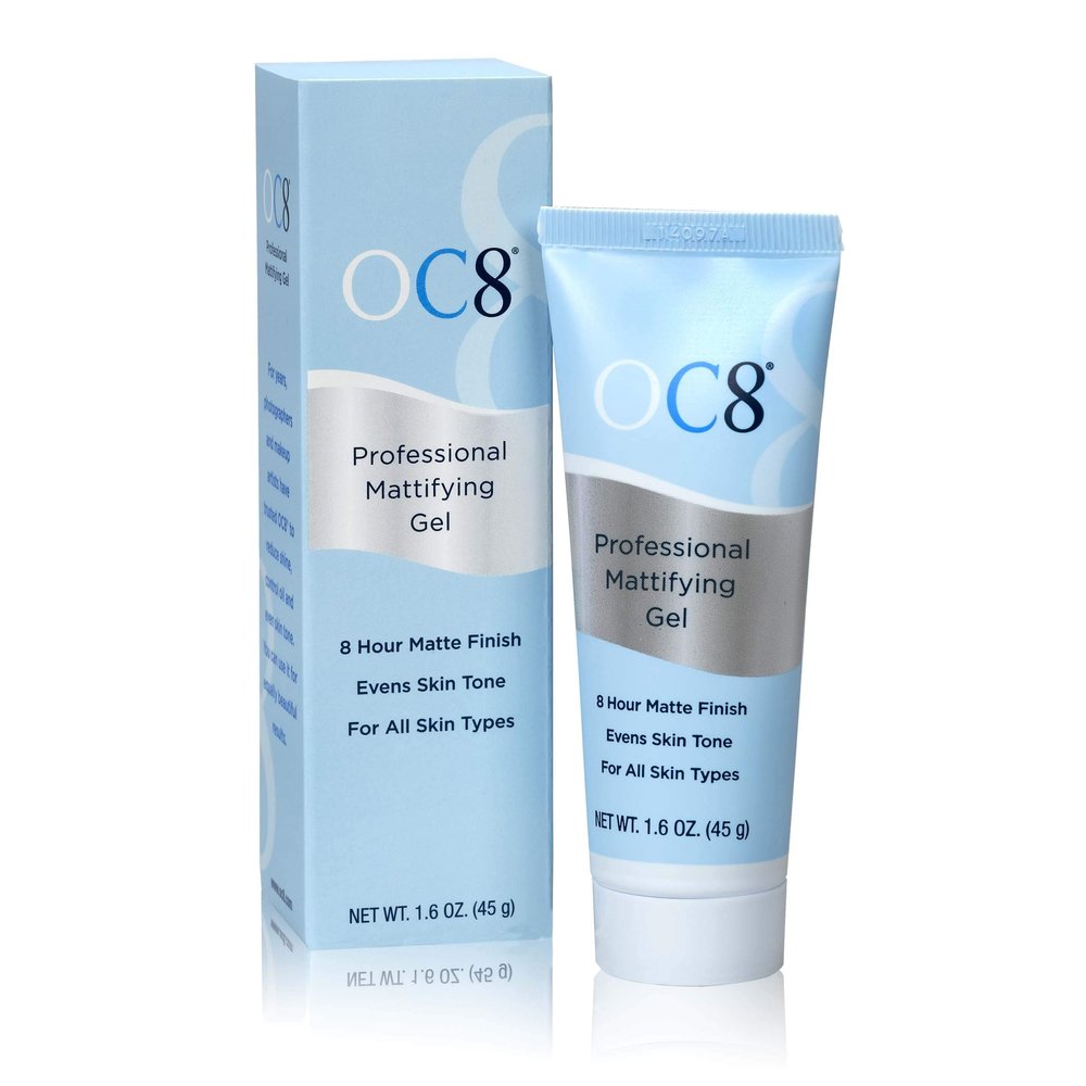 OC8 Professional Anti Shine Mattifying Gel: Oil Control Mattifier Formula for Face - Matte Finishing Gel Controls Oily Skin, Reduces Shine, Redness for Eight Hours - 1.6 Ounces