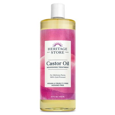 Heritage Store Castor Oil, Nourishing Hair Treatment, Deep Hydration for Healthy Hair Care, Skin Care, Eyelashes & Brows, Castor Oil Packs & More, Cold Pressed, Hexane Free, Vegan & Cruelty Free, 32oz