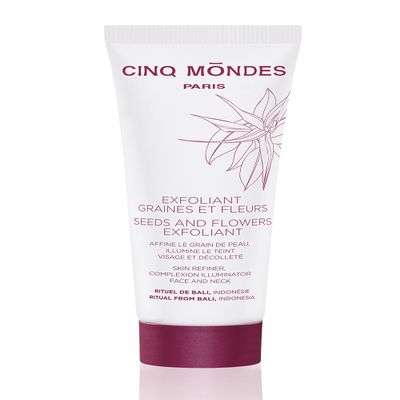 Cinq Mondes Seeds & Flowers Facial Exfoliant- 2.0oz.- Ultra-Fine Face Exfoliant For All Skin Types - Turmeric, Diatomaceous Earth And Tropical Flower Extract Deliver A Luminous Complexion