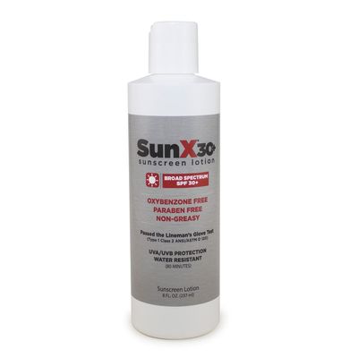 CoreTex Sun X 30+ SPF Broad Spectrum Sunscreen Lotion - 8oz Bottle of Paraben, Oxybenzone, Octinoxate, & Oil Free Sunscreen - No White Cast and Water Resistant Up to 80 Minutes
