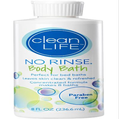 No-Rinse CleanLife Products Body Bath, 8 fl oz (Makes 8 Complete Baths) Gentle, Concentrated Liquid Body Wash Made in USA Ideal for Post-Surgery, Elderly Care, Camping, and Travel