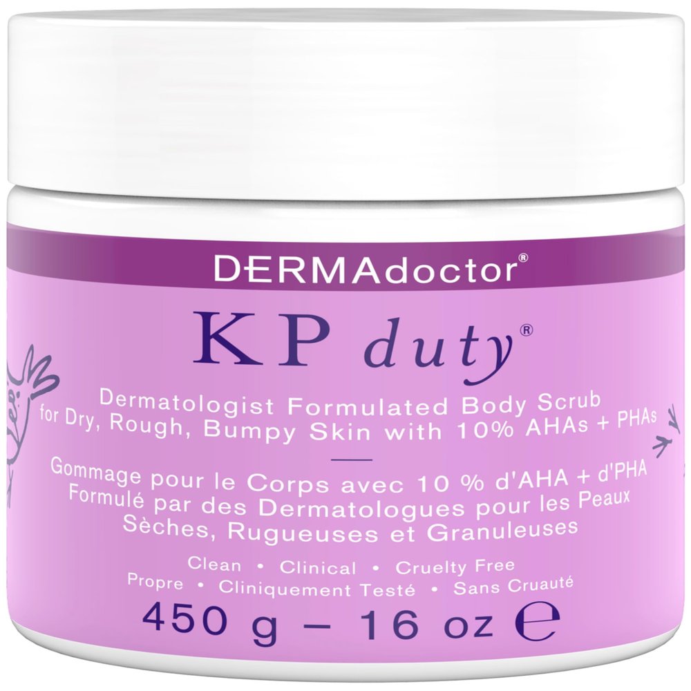 DERMAdoctor KP Bump Eraser Body Scrub with 10% AHAs + PHAs for Keratosis Pilaris, Dry, Rough, and Bumpy Skin, Dermatologist Formulated Exfoliating Body Scrub with Glycolic and Lactic acids - 16 Fl oz