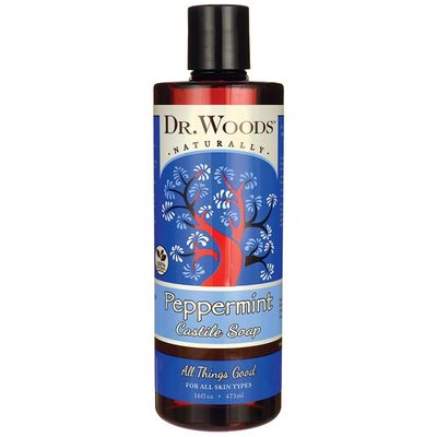 Dr. Woods Peppermint Liquid Castile Soap - Castile Soap with Pure Peppermint Oil, Body Wash for Men and Women, Contains Olive Oil, Natural Cleanser for Face, Hands, and Body - 16 Fl Oz