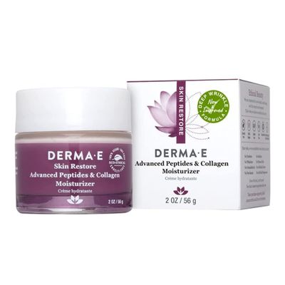 Derma E Advanced Peptides and Collagen Moisturizer Double Action Face Cream with Peptide Complex Intense Natural Collagen Moisture Day and Night Cream for Women, 2oz