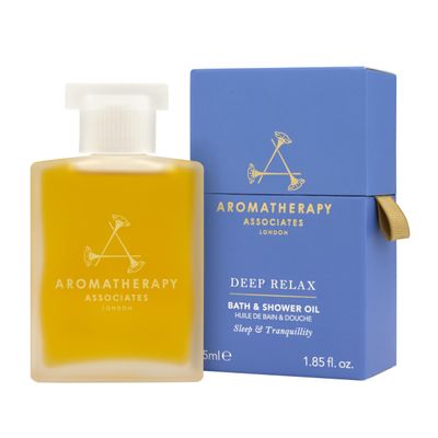 Aromatherapy Associates Deep Relax Bath and Shower Oil Natural Hydrating Oil with 3 Essential Oils to Relax Mind, Body, and Promote Sleep (1.86 oz)