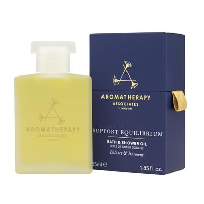 Aromatherapy Associates Support Equilibrium Bath and Shower Oil Hydrating Oil with 3 Essential Oils to Uplift Mind, Body, and Spirit (1.86 oz)