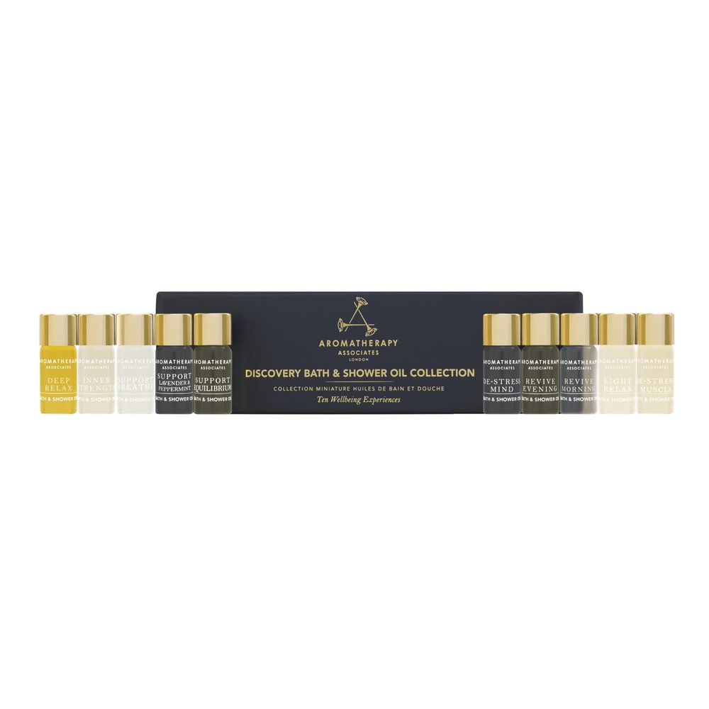 Aromatherapy Associates Essential Oil Blends  Luxury Shower and Body Oils for Dry Skin, Daily Aromatherapy Care for Men & Women, 10-Pack (0.10 fl oz Each) in Decorative Gift Box