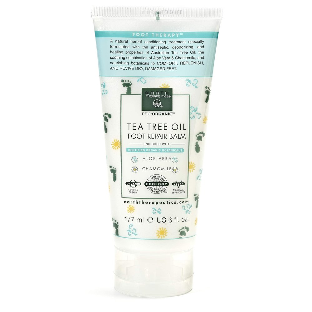 Earth Therapeutics Tea Tree Oil Foot Balm  Australian Tea Tree Oil w/Aloe Vera & Chamomile  Hydrates, Softens & Conditions Dry Cracked Feet, Heel and Calluses  Soothe Irritated Skin  6 Oz