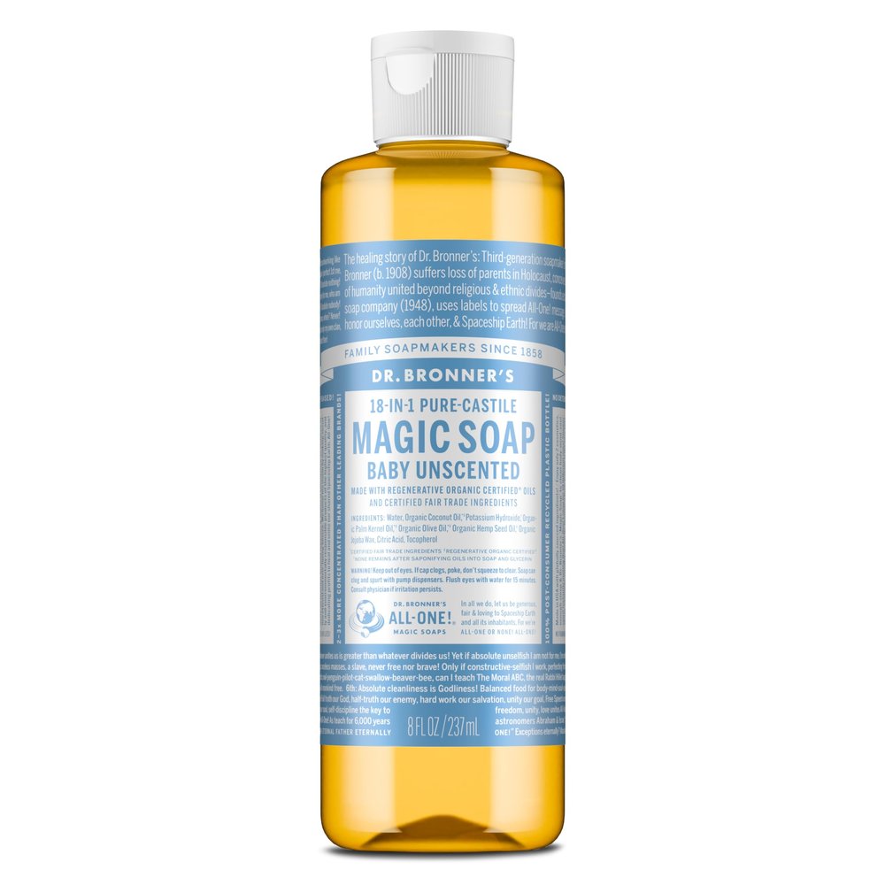 Dr. Bronner's Baby Unscented Pure-Castile Liquid Soap, Body Wash, 8 oz