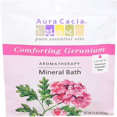 Aura Cacia Comforting Geranium Aromatherapy Mineral Bath 2.5 Oz. Packet