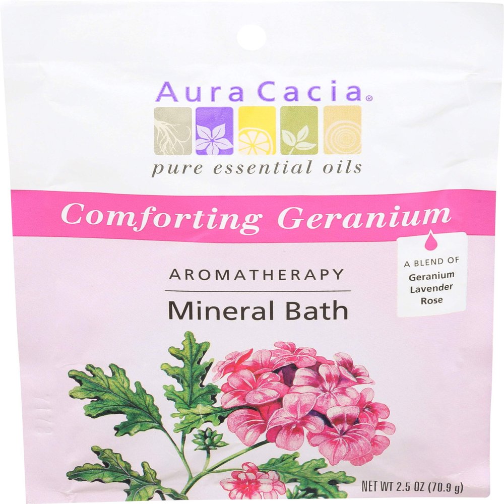 Aura Cacia Comforting Geranium Aromatherapy Mineral Bath 2.5 Oz. Packet